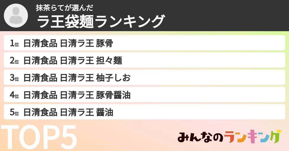 抹茶らてさんの「ラ王袋麺ランキング」