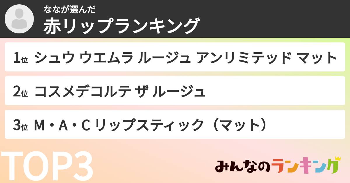 ななさんの「赤リップランキング」