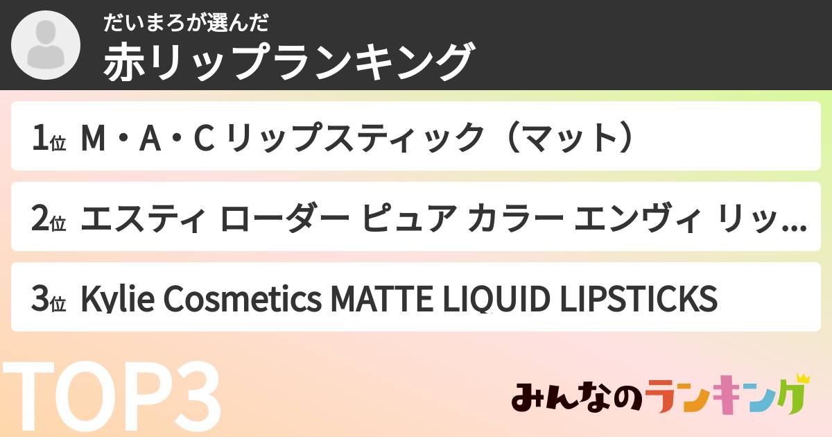 だいまろさんの「赤リップランキング」