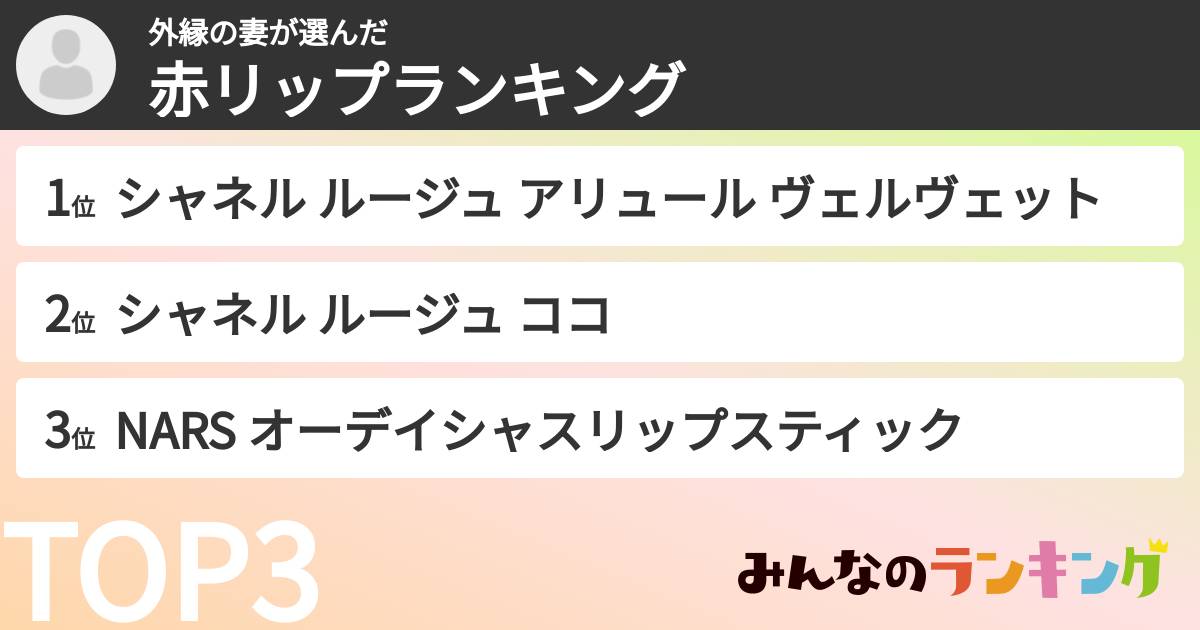 外縁の妻さんの「赤リップランキング」