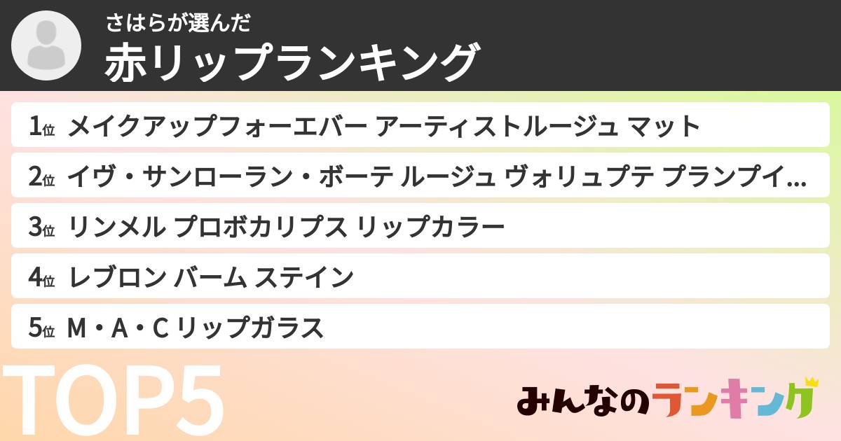 さはらさんの「赤リップランキング」