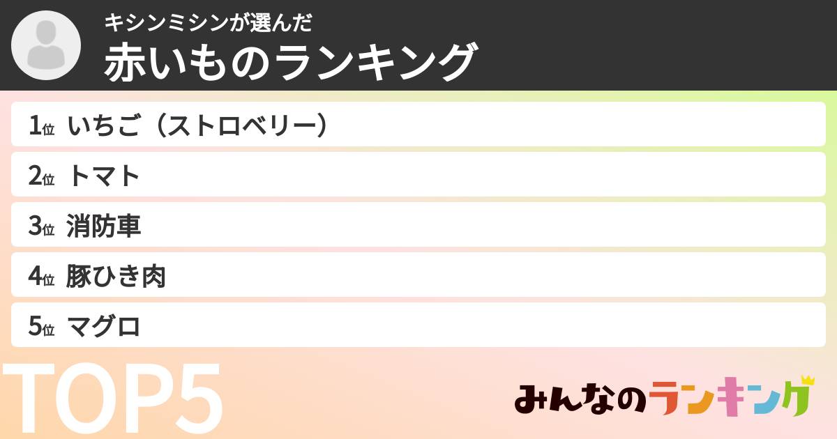 キシンミシンさんの「赤いものランキング」
