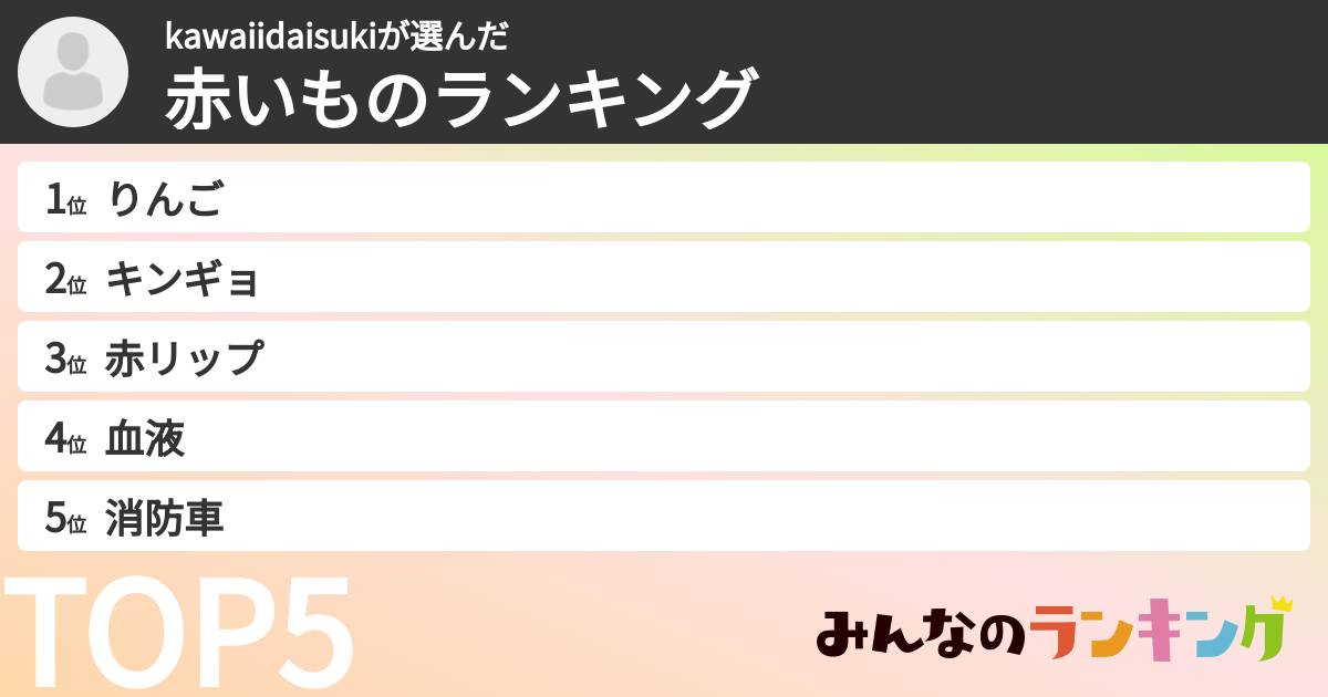 kawaiidaisukiさんの「赤いものランキング」