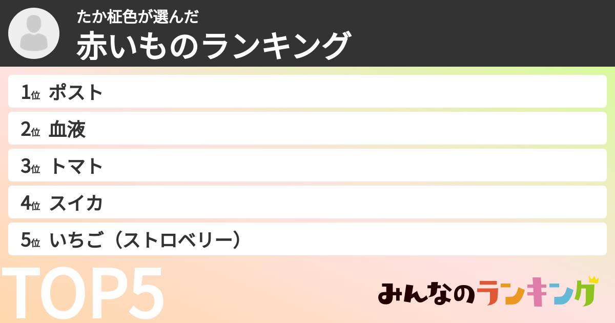 たか柾色さんの「赤いものランキング」