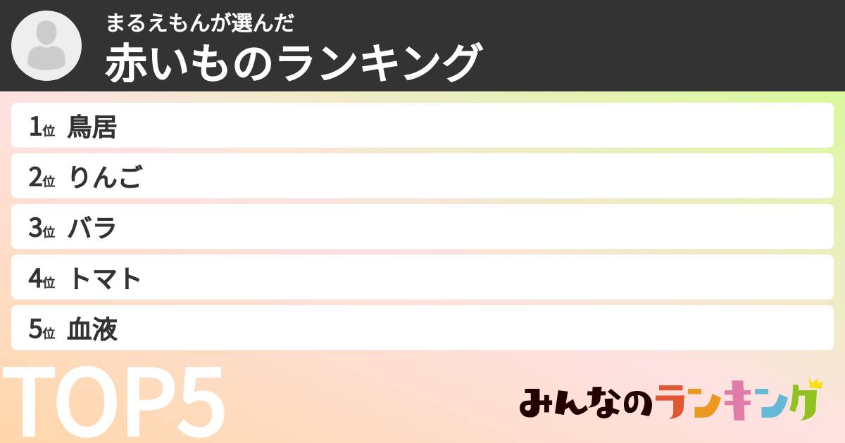 まるえもんさんの「赤いものランキング」