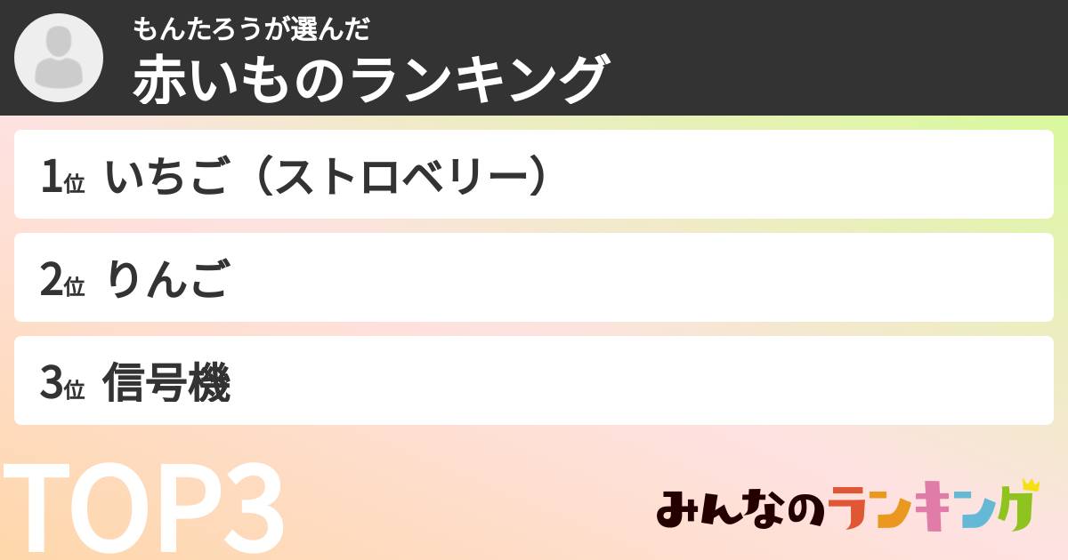 もんたろうさんの「赤いものランキング」
