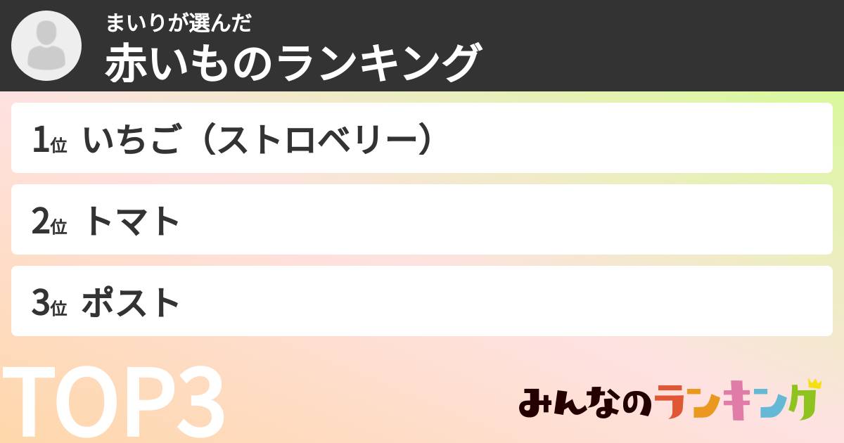 まいりさんの「赤いものランキング」