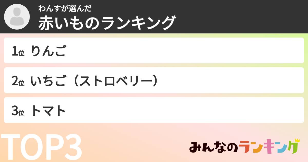 わんすさんの「赤いものランキング」