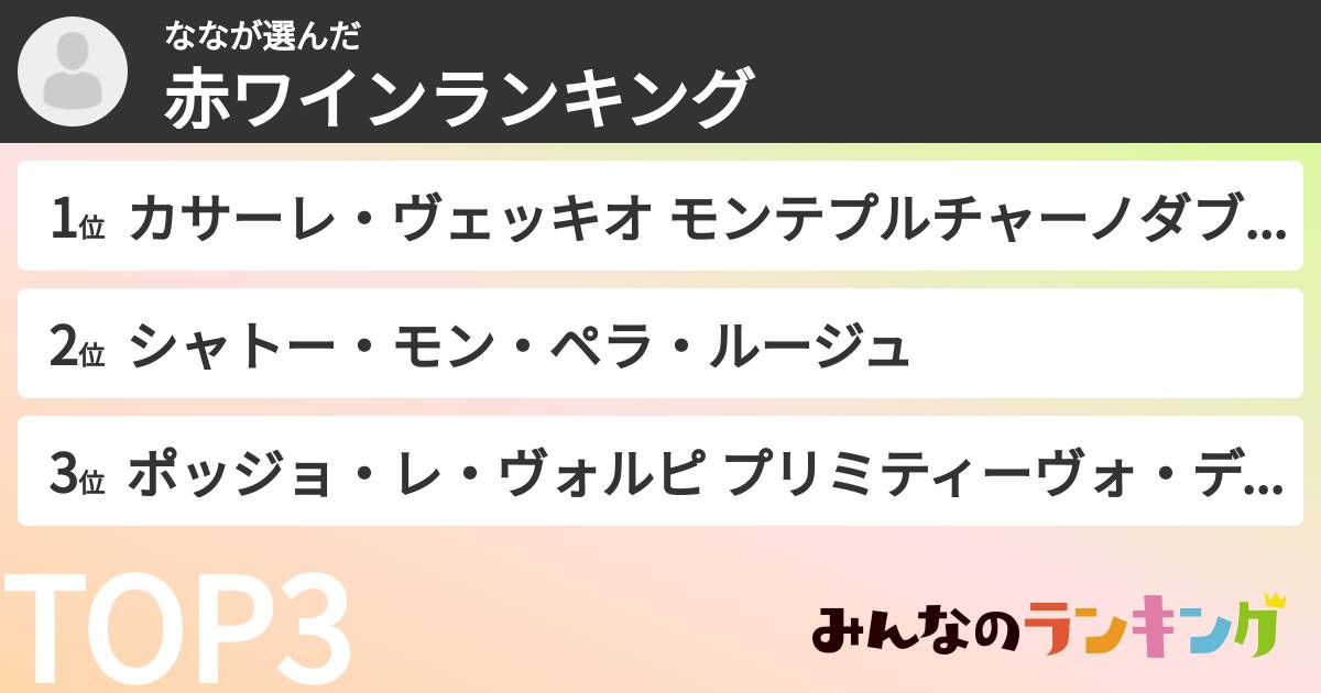 ななさんの「赤ワインランキング」