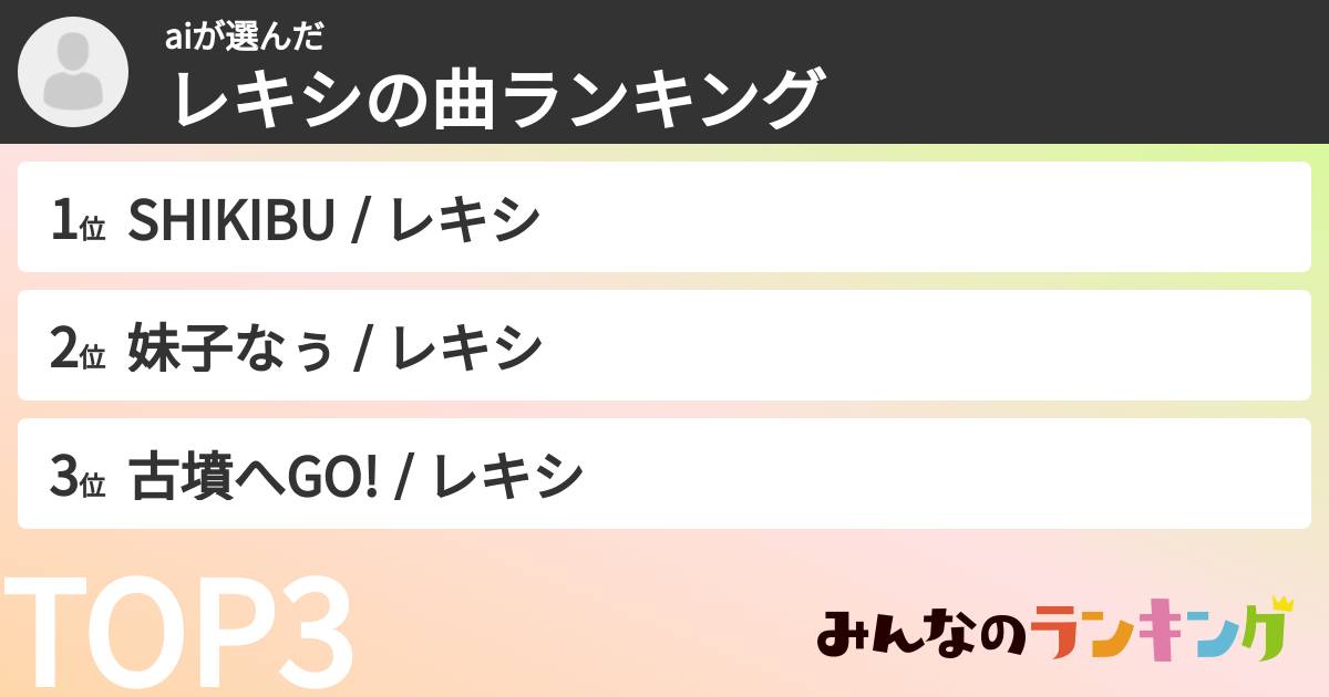 aiさんの「レキシの曲ランキング」