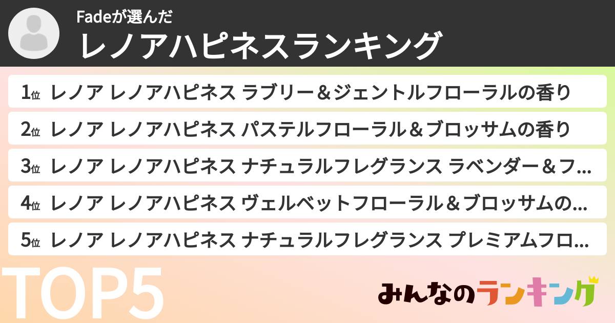 Fadeさんの「レノアハピネスランキング」