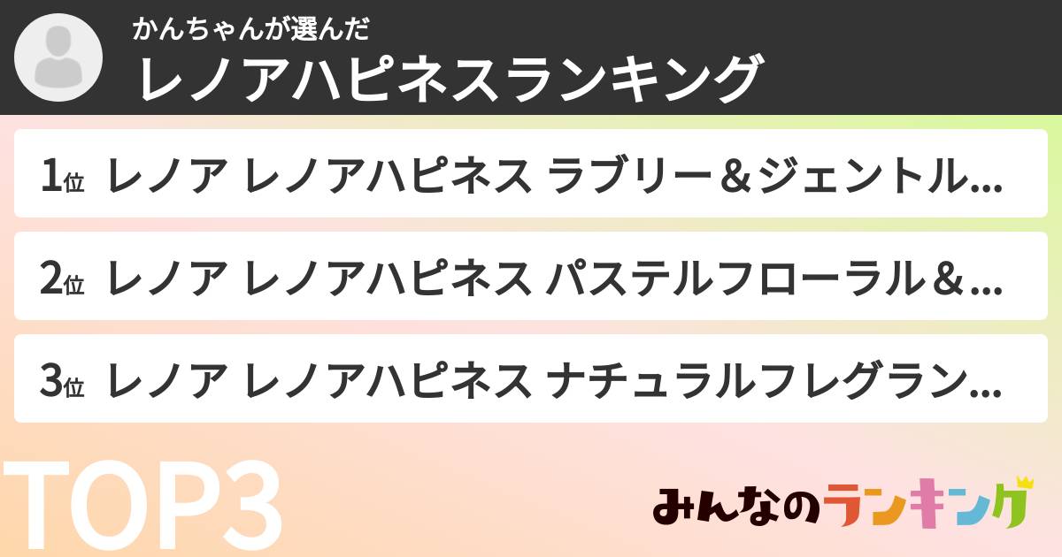 かんちゃんさんの「レノアハピネスランキング」