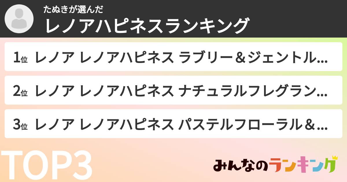 たぬきさんの「レノアハピネスランキング」