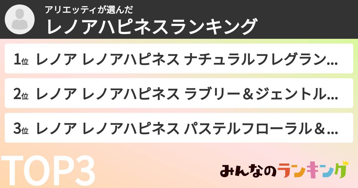 アリエッティさんの「レノアハピネスランキング」