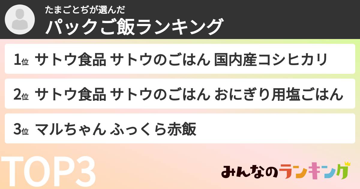 たまごとぢさんの「パックご飯ランキング」