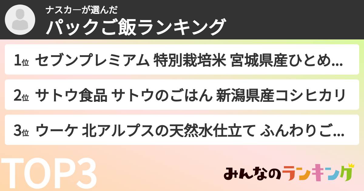 ナスカ—さんの「パックご飯ランキング」