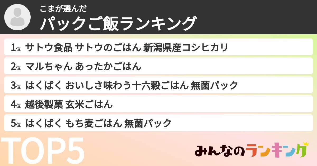 こまさんの「パックご飯ランキング」