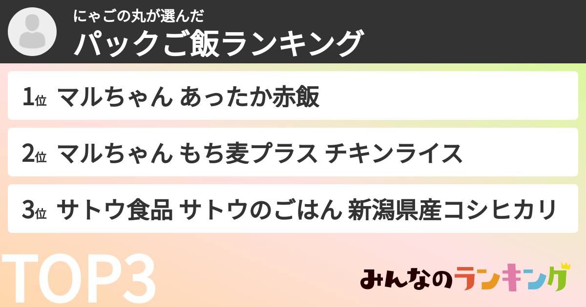 にゃごの丸さんの「パックご飯ランキング」