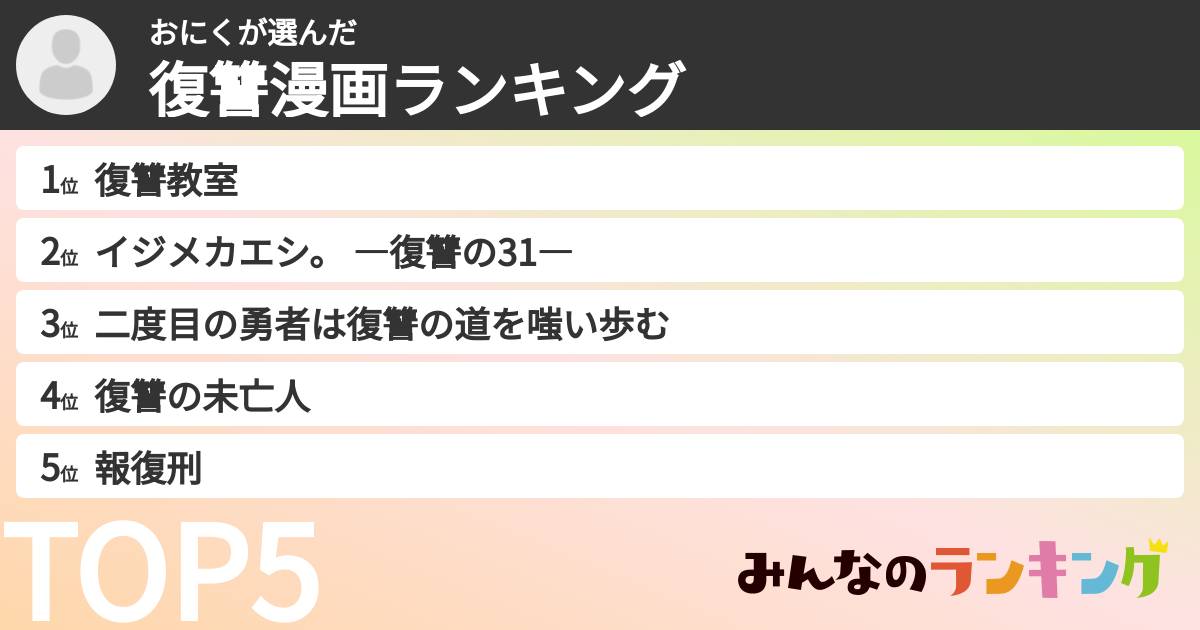 おにくさんの「復讐漫画ランキング」