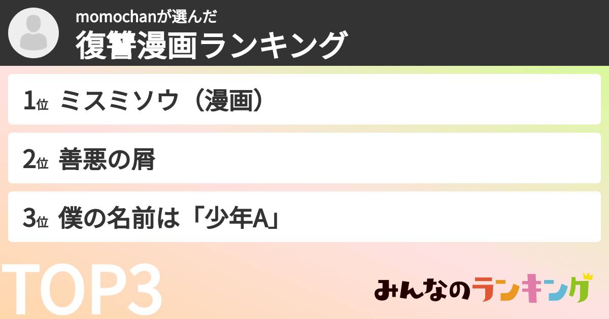 momochanさんの「復讐漫画ランキング」