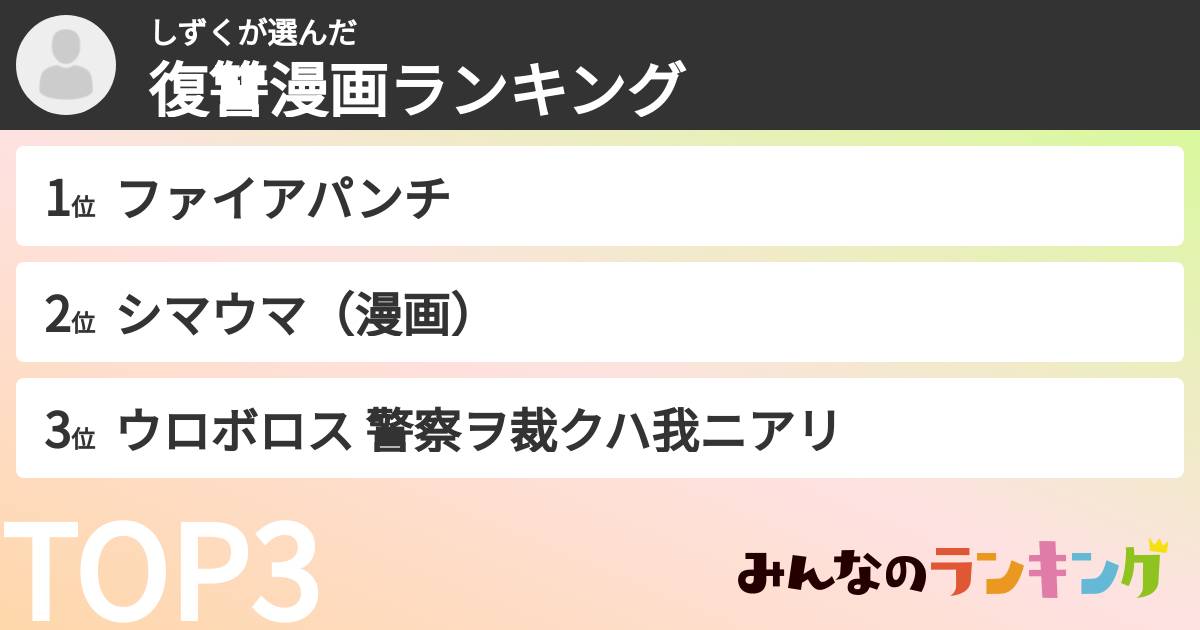 しずくさんの「復讐漫画ランキング」