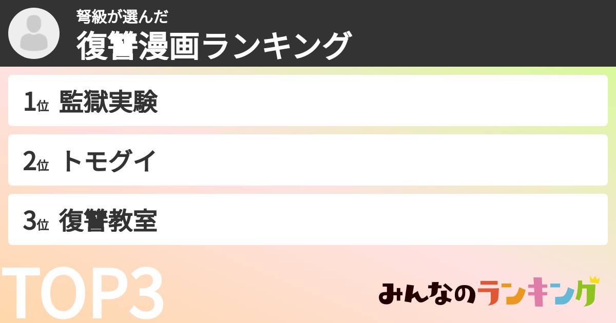弩級さんの「復讐漫画ランキング」