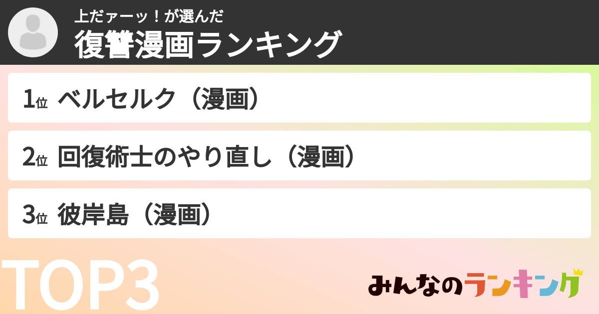 上だァーッ!さんの「復讐漫画ランキング」