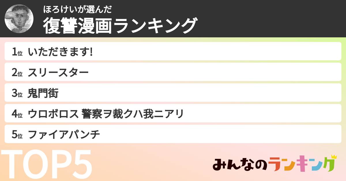ほろけいさんの「復讐漫画ランキング」