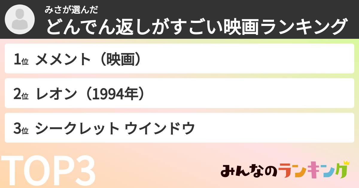 みささんの「どんでん返しがすごい映画ランキング」