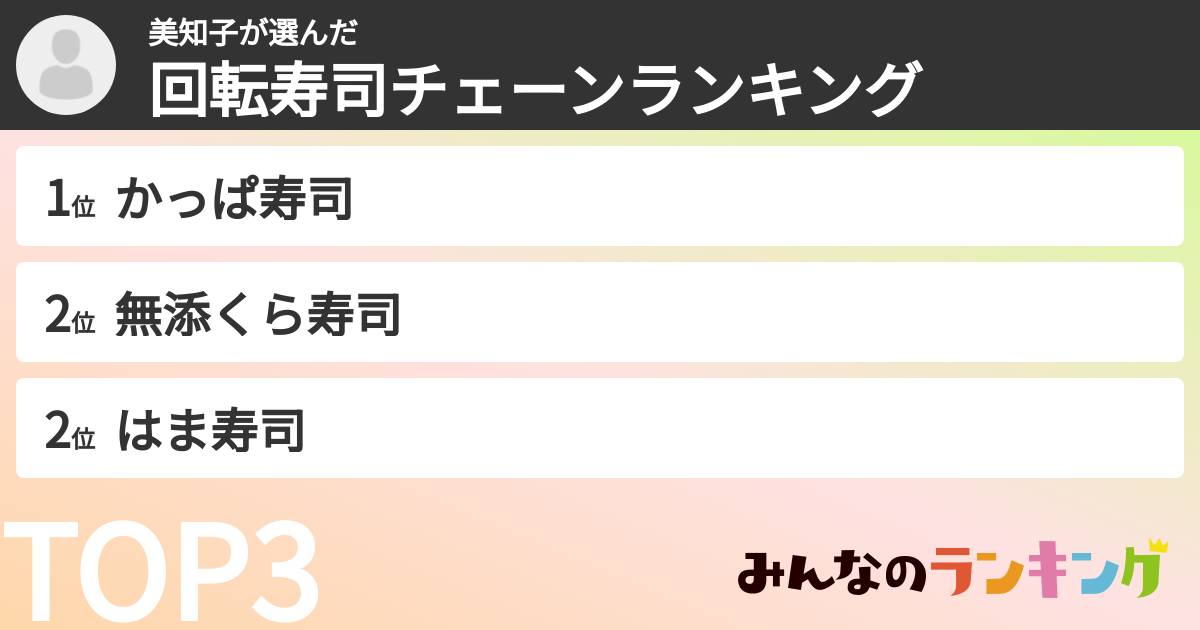 美知子さんの「回転寿司チェーンランキング」