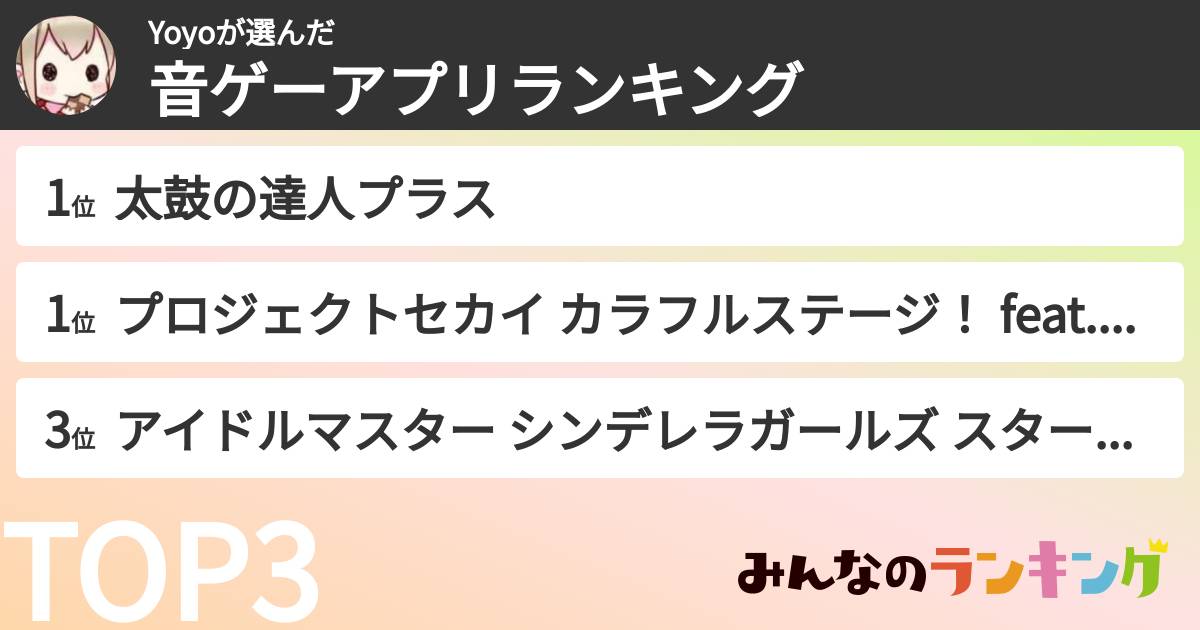 Yoyoさんの「音ゲーアプリランキング」