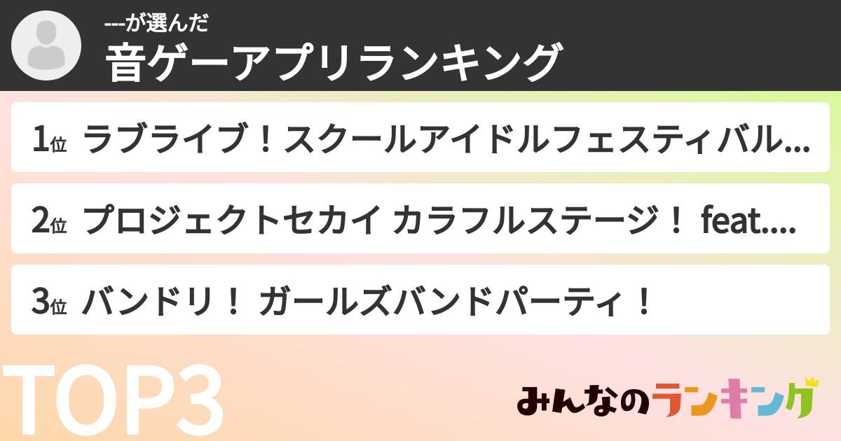 ---さんの「音ゲーアプリランキング」