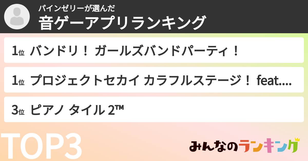 パインゼリーさんの「音ゲーアプリランキング」