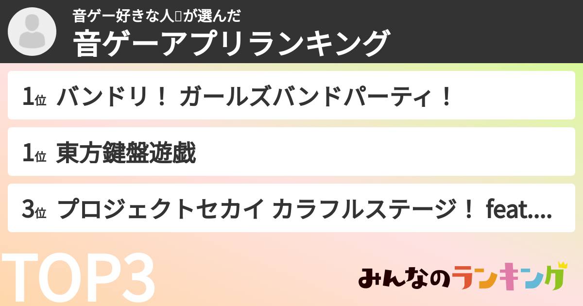 音ゲー好きな人ꐕさんの「音ゲーアプリランキング」