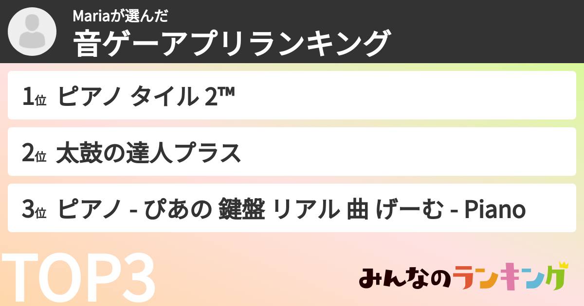 Mariaさんの「音ゲーアプリランキング」