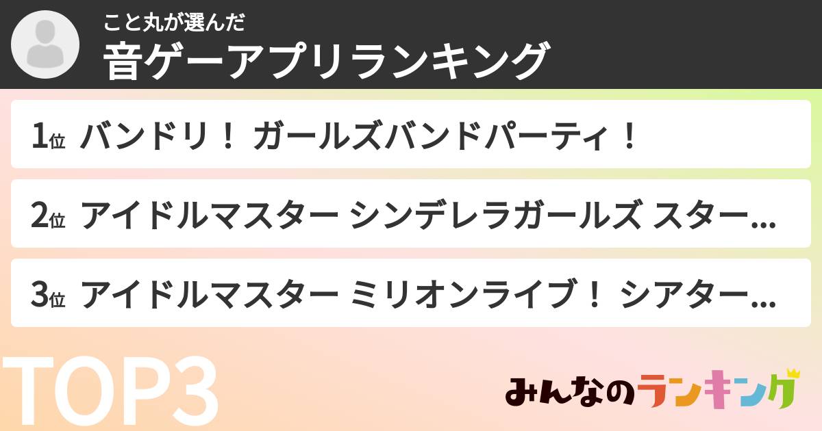 こと丸さんの「音ゲーアプリランキング」