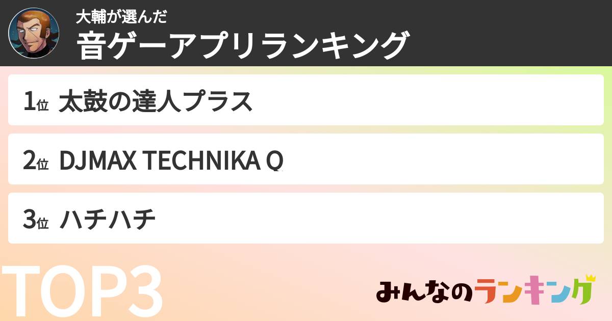 大輔さんの「音ゲーアプリランキング」
