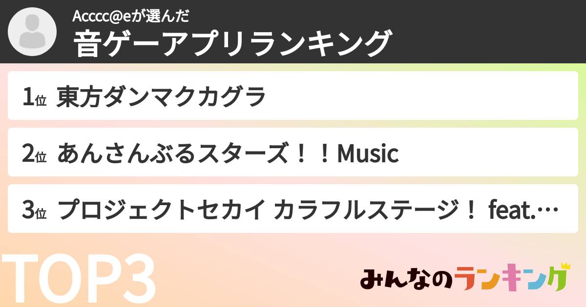 Acccc@eさんの「音ゲーアプリランキング」