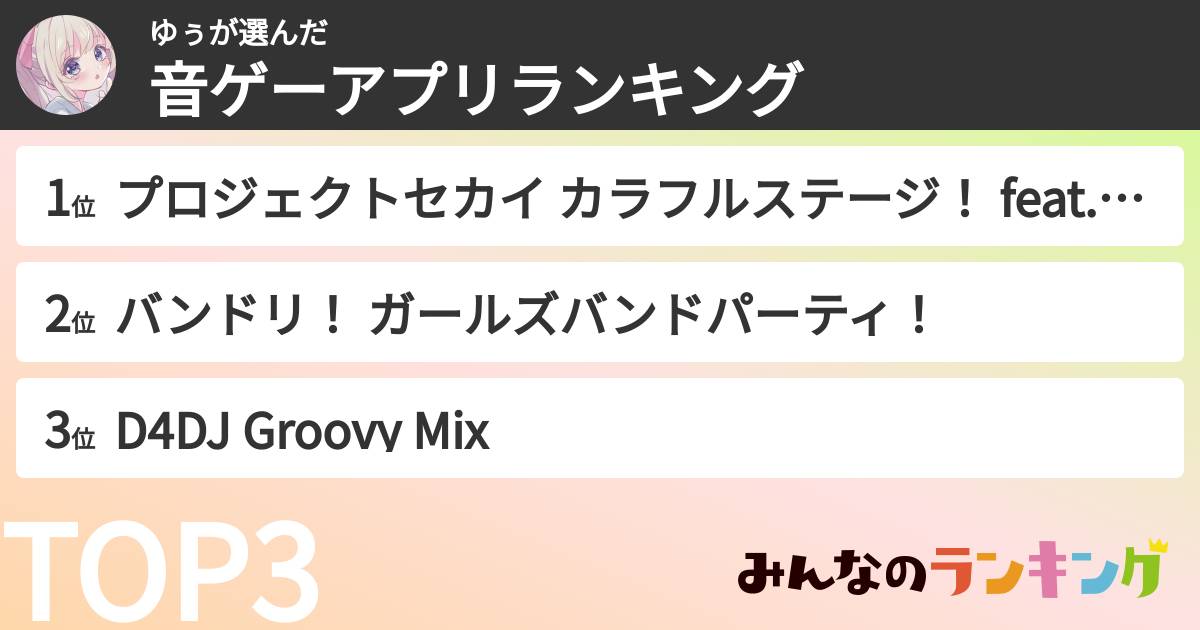 ゆぅさんの「音ゲーアプリランキング」