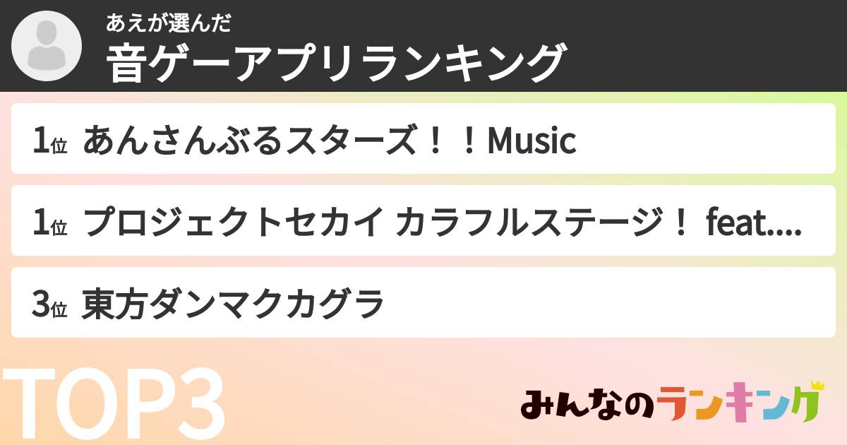 あえさんの「音ゲーアプリランキング」