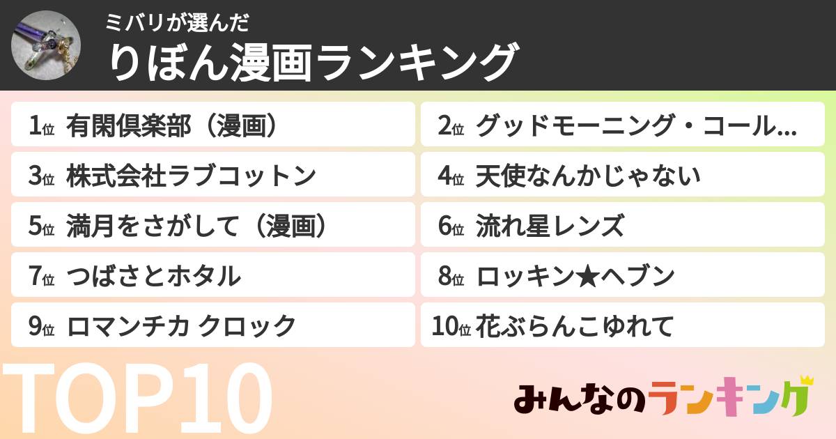 ミバリさんの「りぼん漫画ランキング」