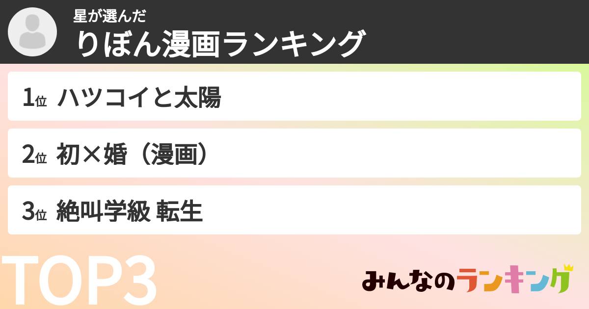 星さんの「りぼん漫画ランキング」