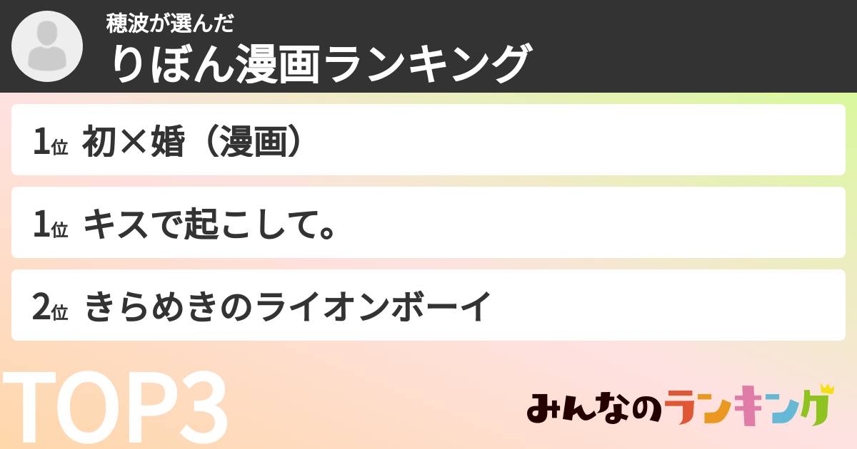 穂波さんの「りぼん漫画ランキング」