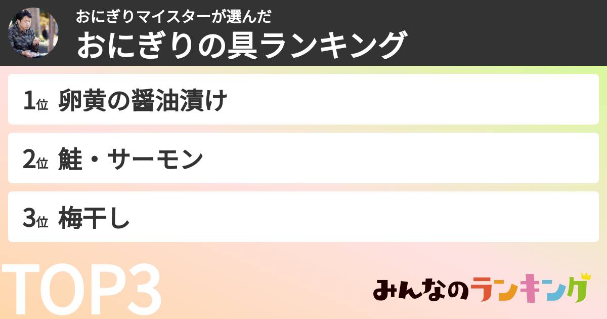 おにぎりマイスターさんの「おにぎりの具ランキング」
