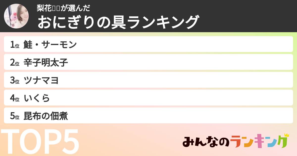 梨花🥞🐼さんの「おにぎりの具ランキング」