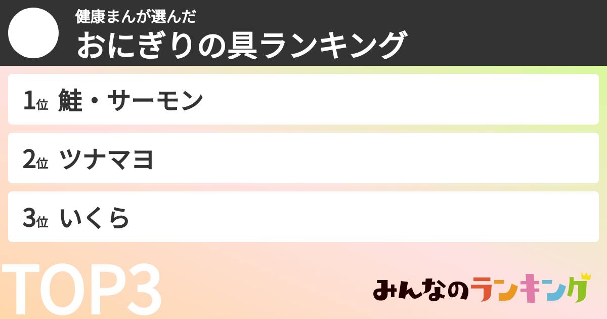 健康まんさんの「おにぎりの具ランキング」