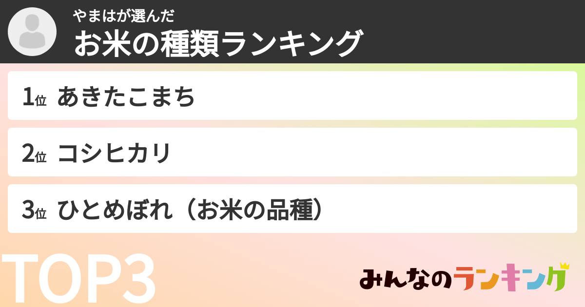 やまはさんの「お米の種類ランキング」