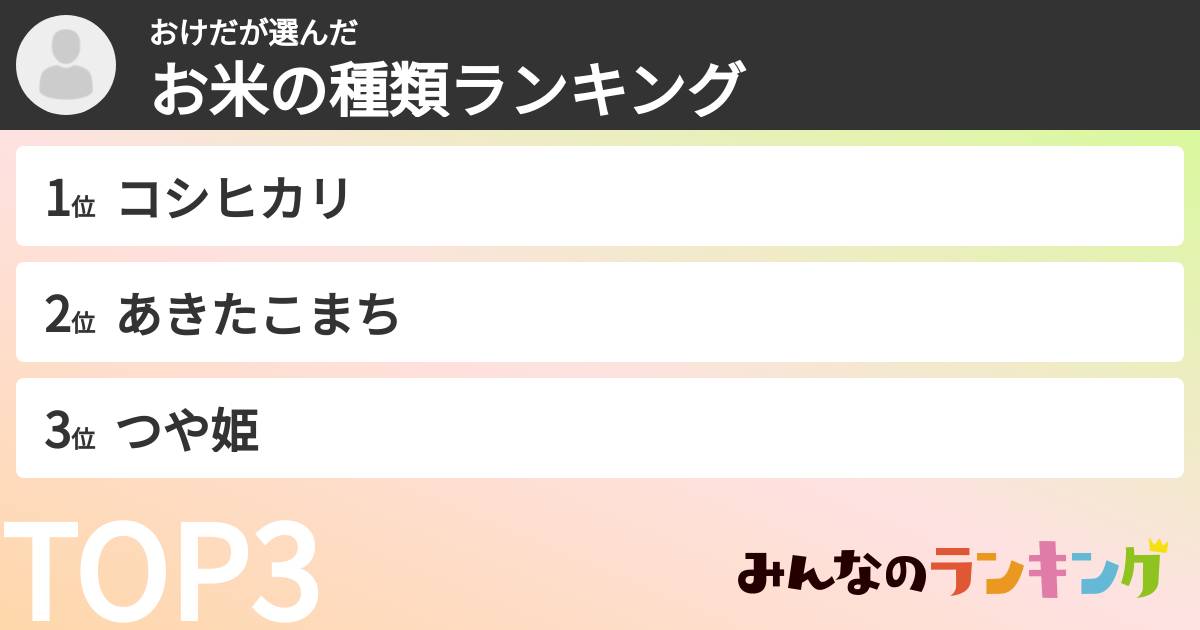おけださんの「お米の種類ランキング」