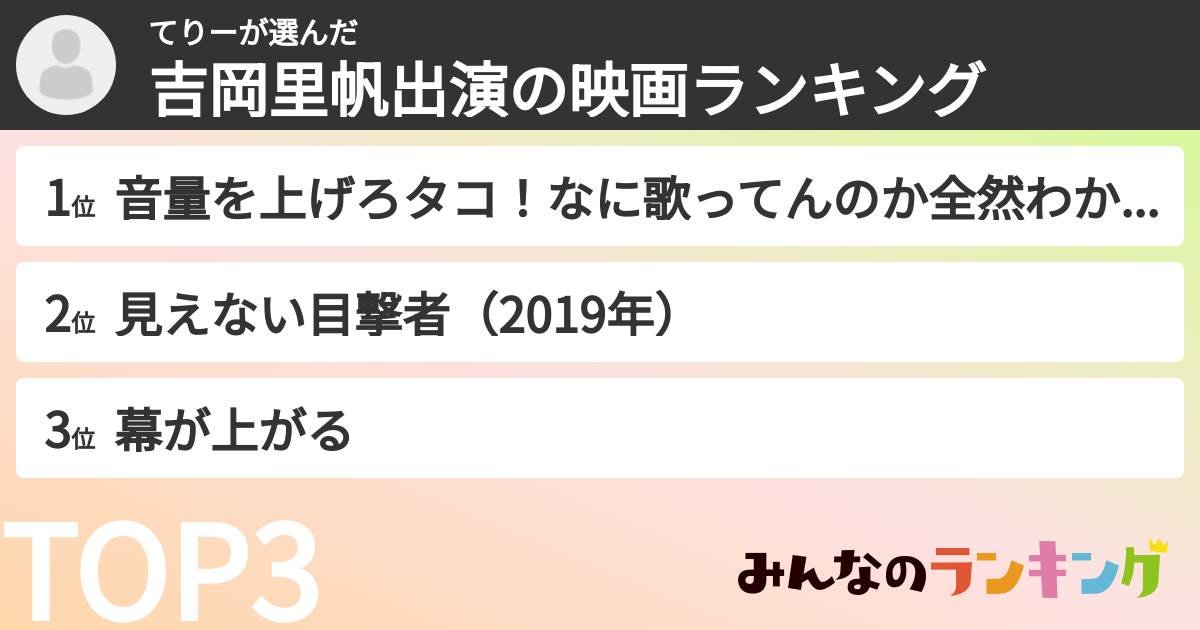 てりーさんの「吉岡里帆出演の映画ランキング」