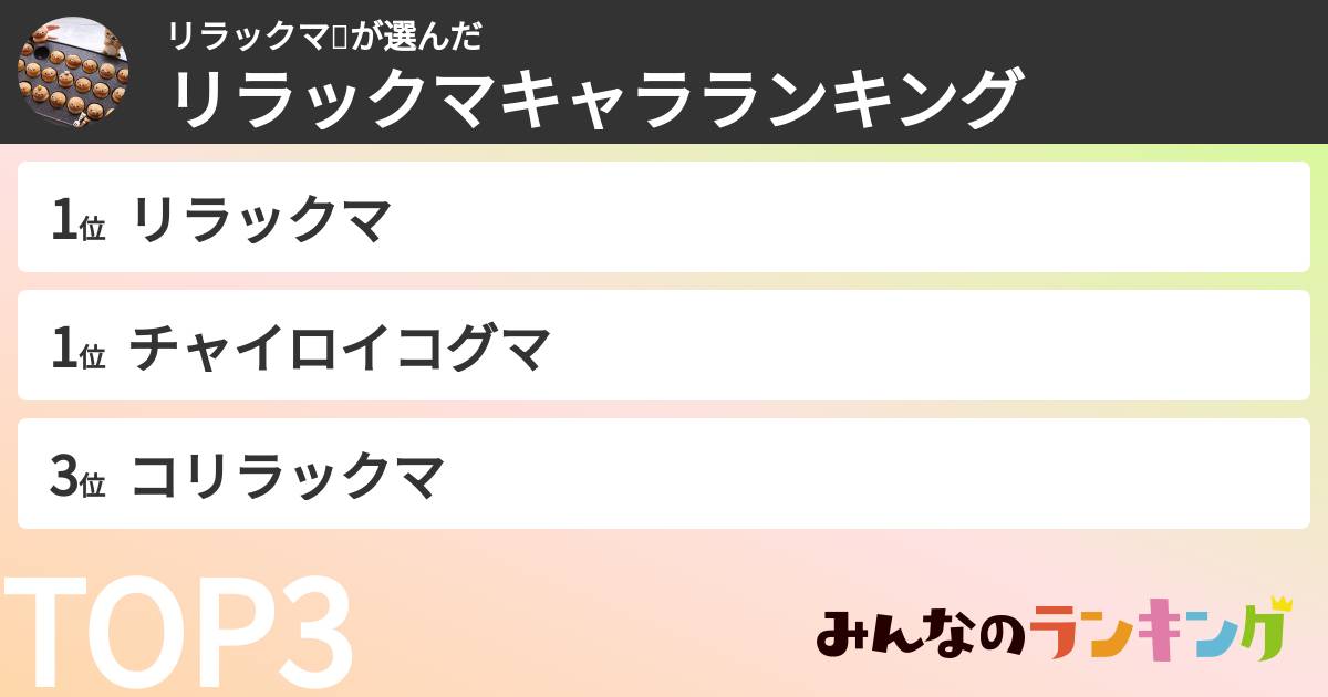 リラックマ🐻さんの「リラックマキャラランキング」